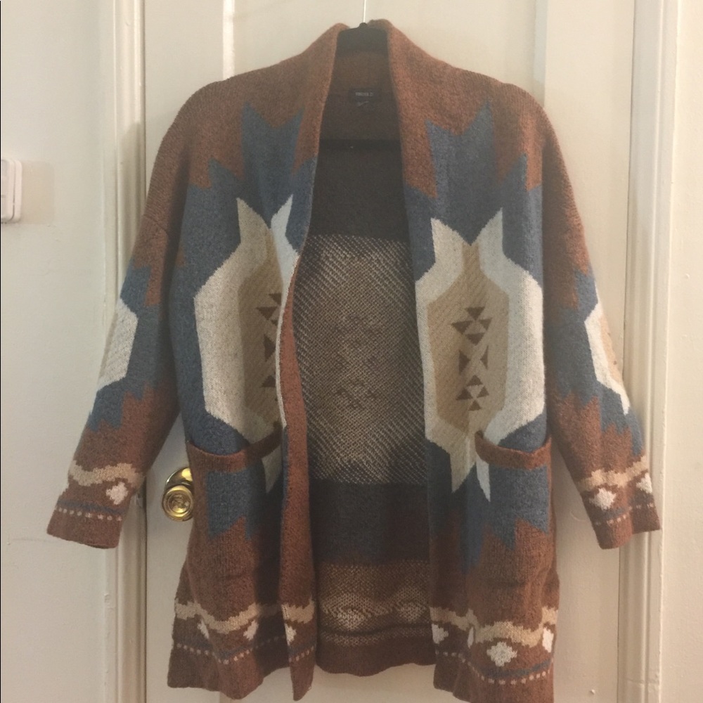 Forever21 Knit Oversize Boho Cardigan, size Sm